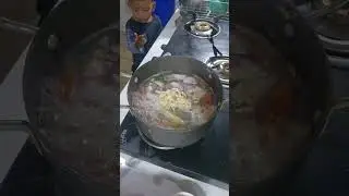 Cooking fish curry with my 3year old baby boy :)