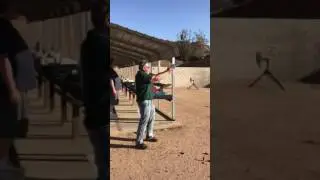 Smith & Wesson 454 casull if I'm correct. Check out the fireball on shot #3