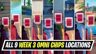Fortnite All 9 Week 3 Omni Chips - Collect Omni Chips at Camp Cuddle, Sanctuary, Synapse Station