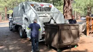 Annett's Mono Village: Kenworth Newway Rear Loader Garbage Truck Packing Summer Campsite Trash!!!