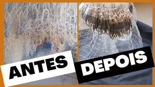 Como colocar saco em tarrafa com pano de Rede de Pesca | v&iacute;deo 3