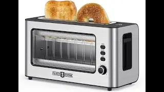 Tostapane Acciaio Inox 2 Fette 1000W Finestra di Facile Visualizzazione Extra Lungo Funzioni bagel
