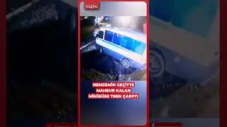 Hemzemin ge&ccedil;itte mahsur kalan minib&uuml;se tren &ccedil;arptı #shorts #tren #keşfet