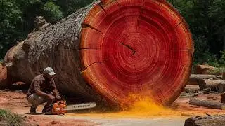 Ancient Timber Harvest: Dangerous Giant Log Chainsaw Battle!