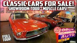 CLASSIC CARS OR SALE!!! Druk Auto Lot Walk. Affordable Muscle Cars. Showroom Tour. Muscle Cars. USA.