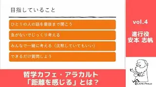 哲学カフェ・アラカルトvol.4：「距離を感じる」とは？（進行役：安本志帆）
