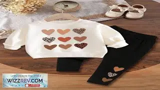 2pcs Baby Girl Casual Leopard Print Heart Pattern Loose Knitted Soft Thickened