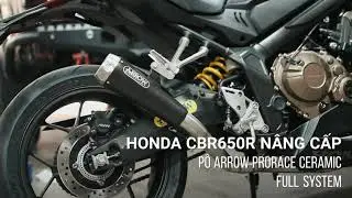 ARROW | Honda CBR650R n&acirc;ng cấp p&ocirc; Arrow Prorace phủ ceramic đen full system