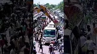 Jcb crushing TATA bus #ai #aivideo #jcb #excavator #crushing #tata #bus #old