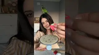 Making you a breakfast cr&ecirc;pe 🍓🍨using a wooden set #asmr