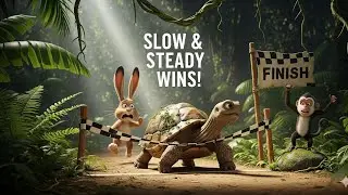 Harry and Tony | The Hare and Tortoise Moral Story | 3D Realistic Jungle Animation for Kids