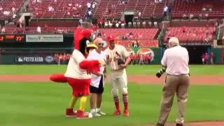 Pastor Greg Smith's 1st Pitch at Cards Game 8-30-14