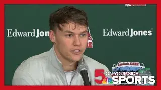 St. Louis Cardinals infielder JJ Wetherholt talks with media at 2026 Winter Warm-Up