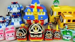 Robocar Poli car toys fire truck and car station play