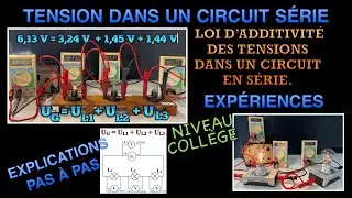 LOI D’ADDITIVITÉ DES TENSIONS DANS UN CIRCUIT EN SÉRIE . Cours collège. #electricity #science