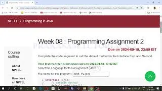 NPTEL#Programming in Java#Quiz Week 8#Week 8 Programming Assignment#2024 July