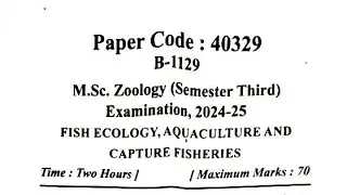 MJPRU M.Sc Zoology 3rd Semester code 40329 Question Paper's 2024-2025