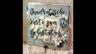 Quadratische Karte zum 17. Geburtstag - Bunny Ears Digistamp von The Paper Shelter