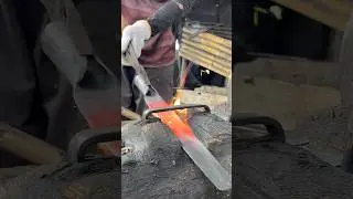 Blazing Fire Under the Scorching Sun 💥 #blacksmith