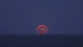 The Flower Moon - Moonrise over the Jade Bay near Wilhelmshaven