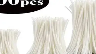 Smokeless Candle Wicks 2.6-20cm Pre-Waxed Cotton Core Wicks with Metal Sustainer Tabs DIY Handmade C