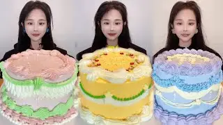 Asmr🍰Eating Retro Cream Cake🍰 (Soft And Waxy Sound) 크림丨먹방丨Mukbang丨Satisfying丨Eatings