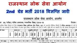 RPSC New Vacancy : Rpsc 2nd Grade New Vacancy: 2nd Grade bharti 2018 , 2nd Grade syllabus 2018