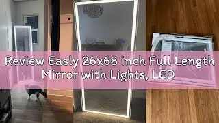 Review Easly 26x68 inch Full Length Mirror with Lights, LED Lighted Floor Standing, Hanging Full Len