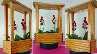 Easy Handmade wood Flowers vase DIY /Room /Decoration  #wood art #DIY Room decoration #wood Craft
