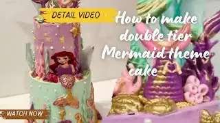 Double tier Mermaid themed Cake