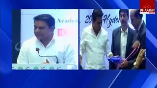 Minister KTR Powerpoint Presentation On Pharma City At HICC | Hyderabad | Bhaarattoday
