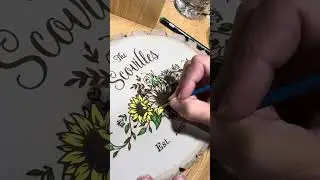 DIY wood burned sunflower wedding sign 