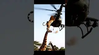 &ldquo;Giraffe Par Tiger Attack 😱 Phir Helicopter Par Jump | Jungle Ka Sabse Khatarnaak Scene 🐅🚁&rdquo;#shorts