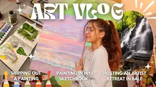 Art Vlog ✿ Hosting An Artist Retreat, Shipping A Large Painting & Setting Up A New Coffee Station