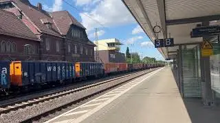 DB 185 in Doppeltraktion fährt durch Eichenberg 