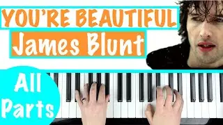 How to play YOU'RE BEAUTIFUL - James Blunt Piano Chords Accompaniment Tutorial