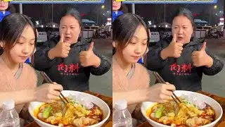 娇小妹妹带着男朋友准备把胖妹家的抄手吃完#小面调料 #重庆小面 #美食 #挑战