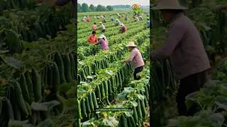 Cucumber Harvest in Rural Vietnam: A Farmer's Journey