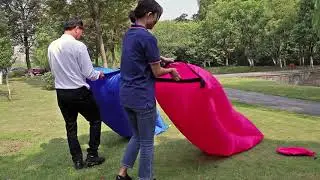 How to inflate laybag, lazy bag, air sofa, air lounge, inflatable lounger