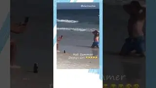 Dad makes fun of Daughter on Beach