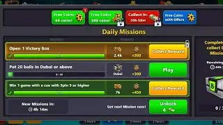 Win 1 Game with a cue with Spin 9 or higher | New Daily Mission in 8 ball pool | Time 10 or higher