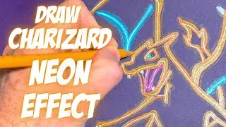 How to Draw Charizard | Pokemon Neon Glow Colored Pencil Technique