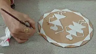 3 D Warli Art Cone Work with mirror work #lippanartwork #lippanart #Lippan 