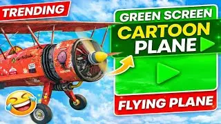 Red Cartoon Aeroplane Green Screen ✈️ | Flying  Animation
