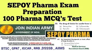 SEPOY Pharma , DSSSB , RRB Pharmacist Exam Preparation /150 MCQs Previous year Pharmacist Exam Paper