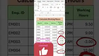 How to Calculate Working Hours in Excel #excel #excelshortcuts #computerknowledge