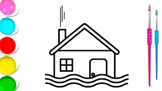 house drawing for kids with colour / house shape drawing / drawing for kids