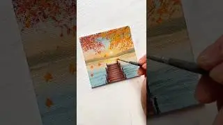Try this easy autumn painting idea 🍁 step by step easy acrylic mini canvas painting idea. #art