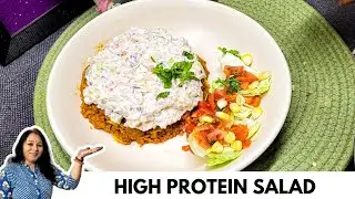 Spicy Soya Salad with Refreshing Curd Dip ~ Protein Salad for Weightloss | Protein Salad Recipes 