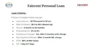 Faircent Personal loan Policy video